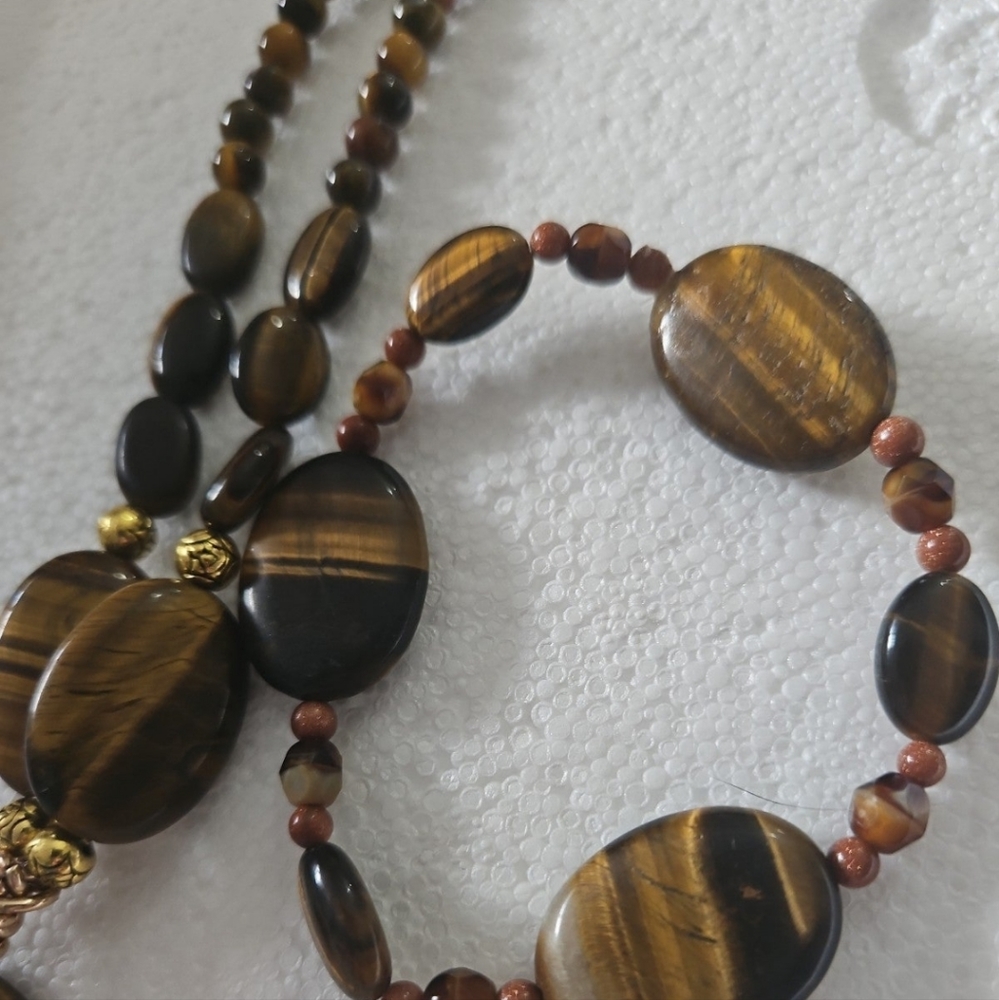 SET One of it's kind gemstone T.E. necklace ADDED Bracelet To Sell Now Set